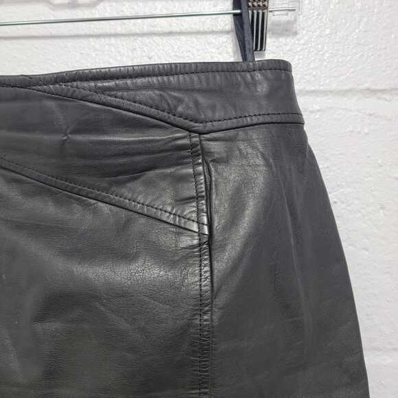 Black Leather Mini Skirt - Picture 3 of 10